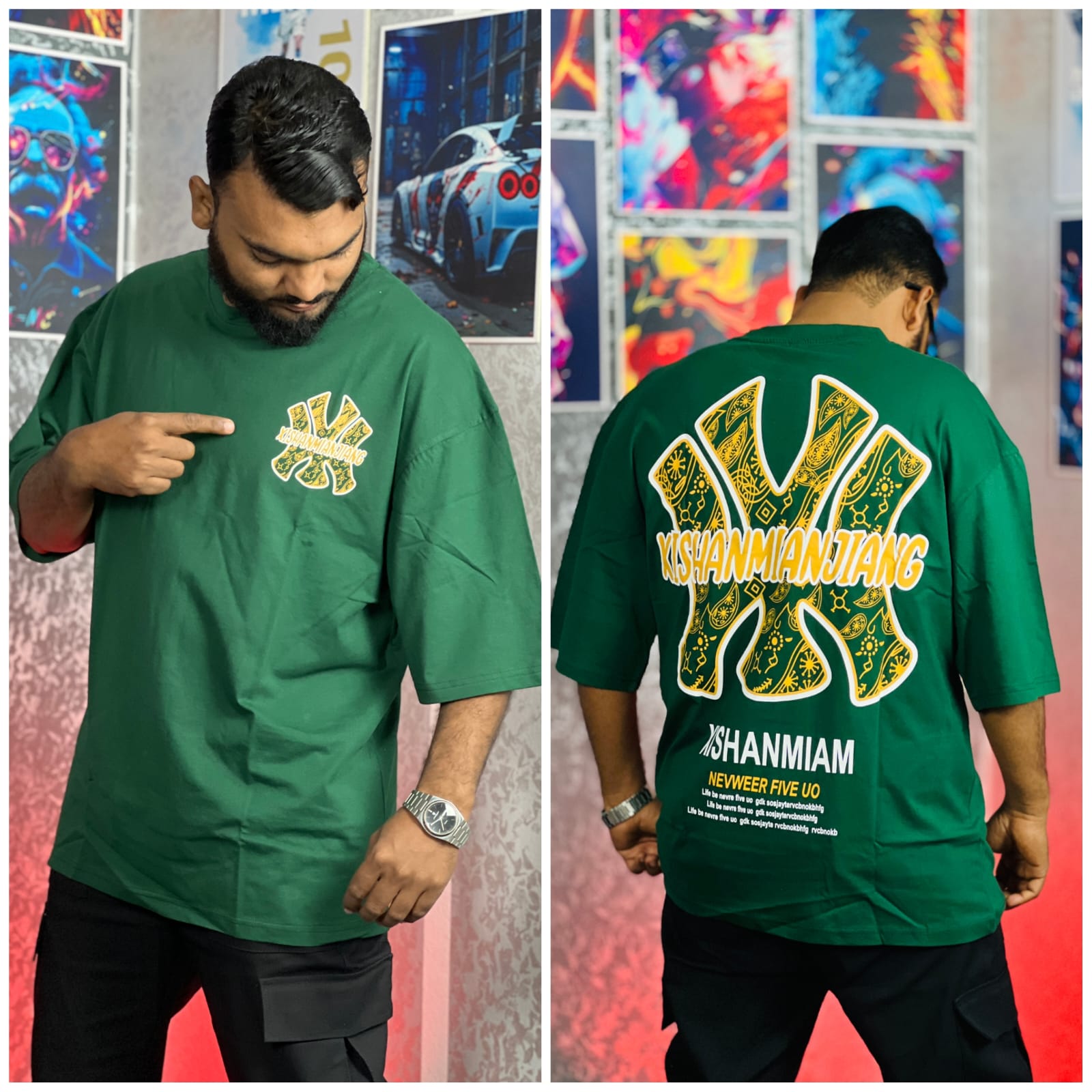 2208cbb6-47e8-47e8-b1c1-98654822c24c Oversize T-shirt Men Dropped Shoulder -Bottol Green | OversizeBazar - Image 1