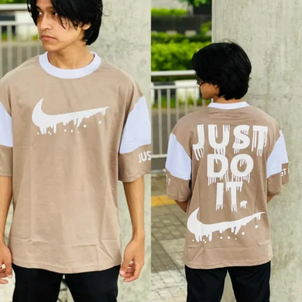 Oversize T-shirt Men’s Dropped Shoulder Short Sleeve Fitness-Cream| OversizeBazar