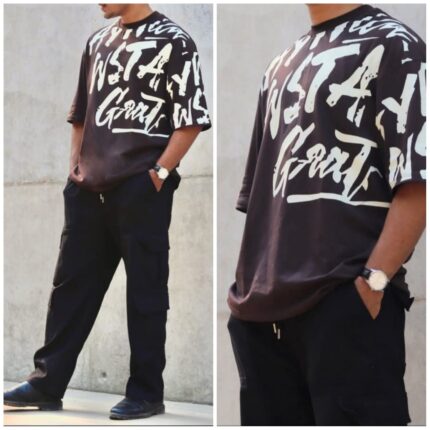 Oversize T-shirt Men Dropped Shoulder -Coffee| OversizeBazar