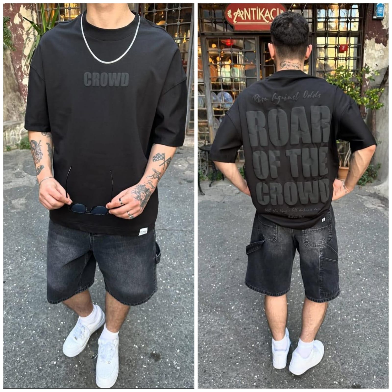 roar Oversize T-shirt Men’s Dropped Shoulder -Black | OversizeBazar - Image 1