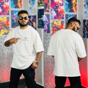 Oversize T-shirt Men Dropped Shoulder -White | Tuhin Fashion