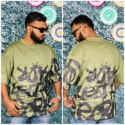 Oversize-t-shirt-men-Dropped-shoulder-Olive-tuhin-fashion-
