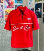 Oversize Premium Polo Shirt Dropped Shoulder - MEROON| TUHIN FASHION - Image 3