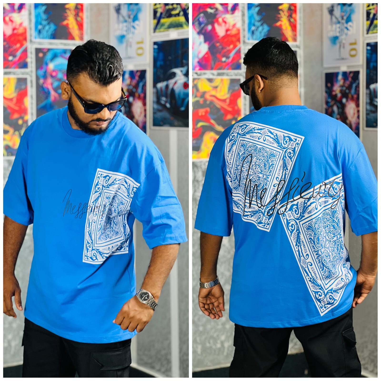 7191612a-d38e-47be-a768-15d1ffa91c11 Oversize-t-shirt-men-Dropped-shoulder-Royel Blue -Tuhin fashion- - Image 1