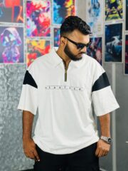 Oversize Premium Polo Shirt Dropped Shoulder - WHITE| TUHIN FASHION - Image 4