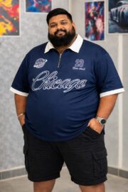 Oversize Premium Polo Shirt Dropped Shoulder - NAVY BLUE| TUHIN FASHION