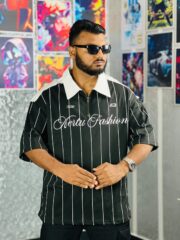 Oversize Premium Polo Shirt Dropped Shoulder - BLACK| TUHIN FASHION - Image 4