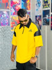 Oversize Premium Polo Shirt Dropped Shoulder - YELLOW| TUHIN FASHION - Image 4