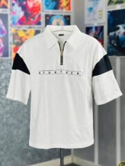 Oversize Premium Polo Shirt Dropped Shoulder - WHITE| TUHIN FASHION - Image 3