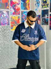 Oversize Premium Polo Shirt Dropped Shoulder - NAVY BLUE| TUHIN FASHION - Image 3