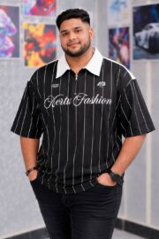 Oversize Premium Polo Shirt Dropped Shoulder - BLACK| TUHIN FASHION