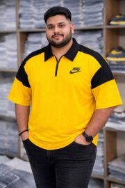 Oversize Premium Polo Shirt Dropped Shoulder - YELLOW| TUHIN FASHION