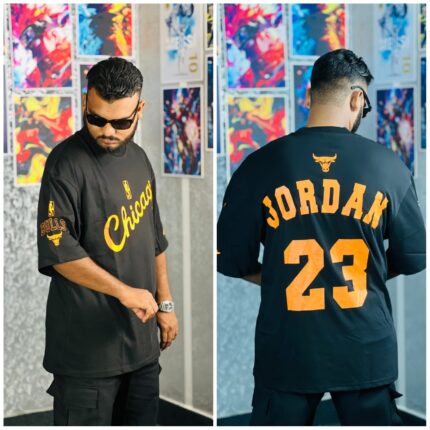 Oversize-t-shirt-men-Dropped-shoulder-Black-Tuhin fashion-