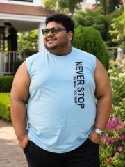 Oversize-SLEEVE LESS t-shirt-men-Dropped-shoulder-SKY BLUE -Tuhin fashion