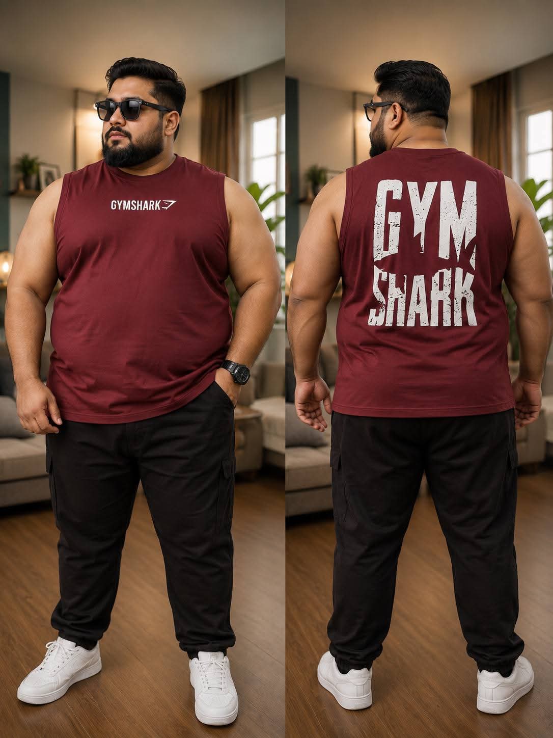 bbb123ae-f3bd-4144-a31a-9a95397ea914 Oversize-SLEEVE LESS t-shirt-men-Dropped-shoulder-MEROON-Tuhin fashion - Image 1